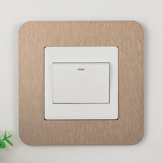Изображение Golden - Resin Light Switch Wall Stickers Decals DIY Home Decoration 14.6x14.6cm, 1 Piece