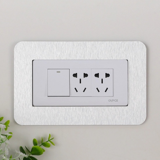 Picture of Silvery White - Resin Light Switch Wall Stickers Decals DIY Home Decoration 22.5x14.5cm, 1 Piece