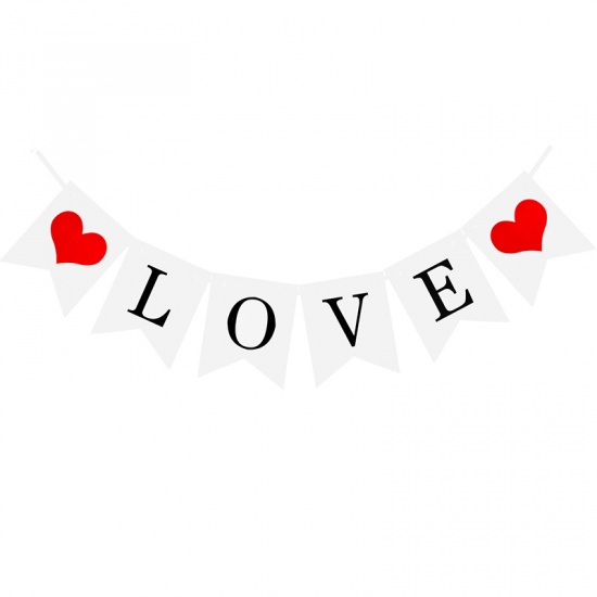 Изображение White - Love Paper Banner Party Decorations For Propose Wedding 14x11.5cm, 1 Piece