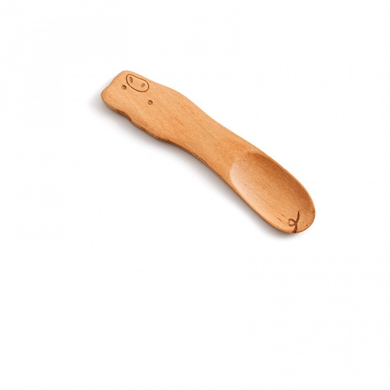 Picture of Light Brown - 4# Cute Cartoon Children Eco Friendly Natural Wood Spoon Cutlery Tableware 2.5x12.5cm, 1 Piece