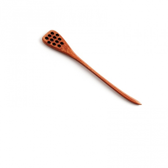 Immagine di Natural - 2# Phoebe Nanmu Wooden Long Handle Spoon Cutlery Tableware 18.5x2.5cm, 1 Piece