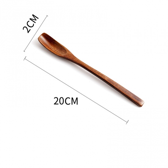 Picture of Natural - 7# Phoebe Nanmu Wooden Long Handle Spoon Cutlery Tableware 20x2cm, 1 Piece