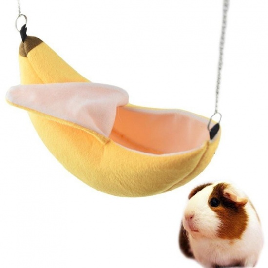 Picture of Yellow - Banana Velvet Hamster Hanging Swing Bed 20x6.5cm, 1 Piece