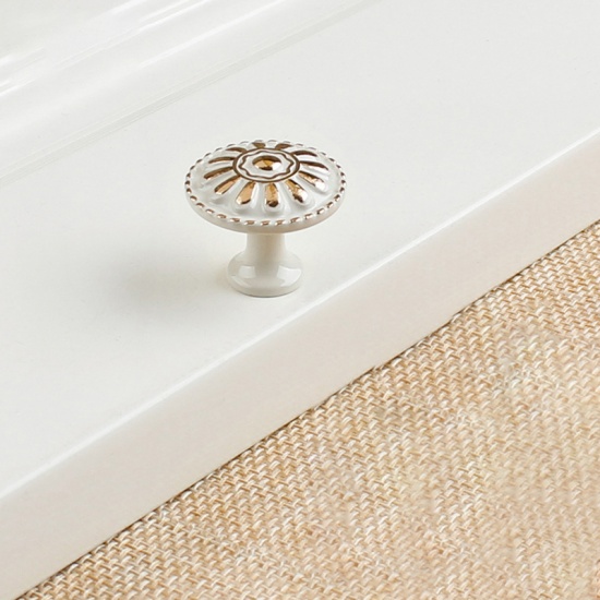 Изображение Ivory - Zinc Based Alloy Enameled Handles Pulls Knobs For Drawer Cabinet Furniture Hardware 24mm long, 1 Piece