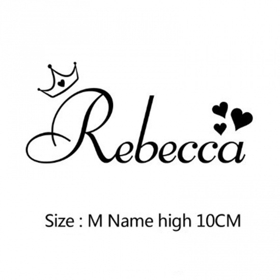 Picture of Black - 2# Girl's Name Message PVC Glass Window Film Wall Stickers Home Decoration 10cm, 1 Piece