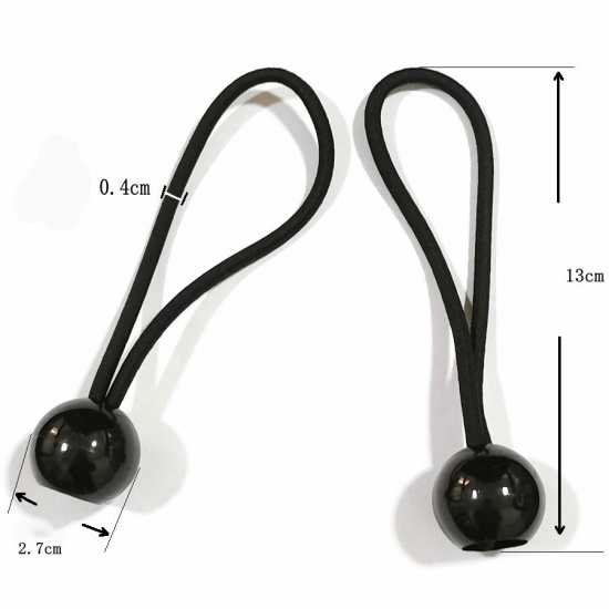 Immagine di Black - Elastic Bungee Cords With Ball For Fix Shade Sail Canopy Tarp Tent Poles 13cm long, 1 Piece