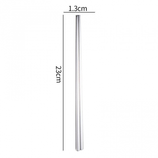 Picture of Silver Tone - Stainless Steel Anti-Slip Anti-Mildew And Antibacterial Square Chopsticks 23x1.3cm, 1 Pair