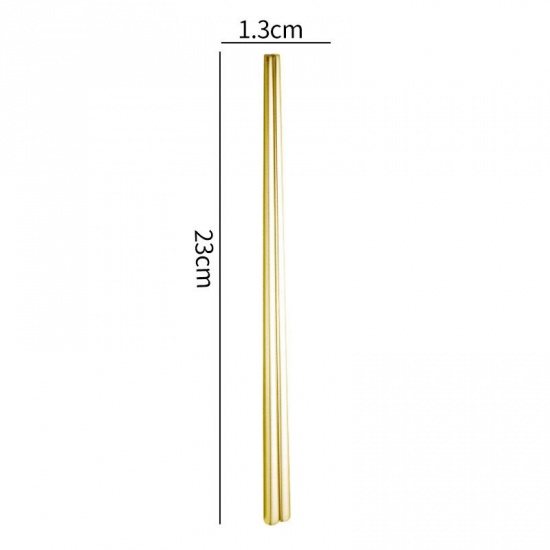 Imagen de Golden - Stainless Steel Anti-Slip Anti-Mildew And Antibacterial Square Chopsticks 23x1.3cm, 1 Pair