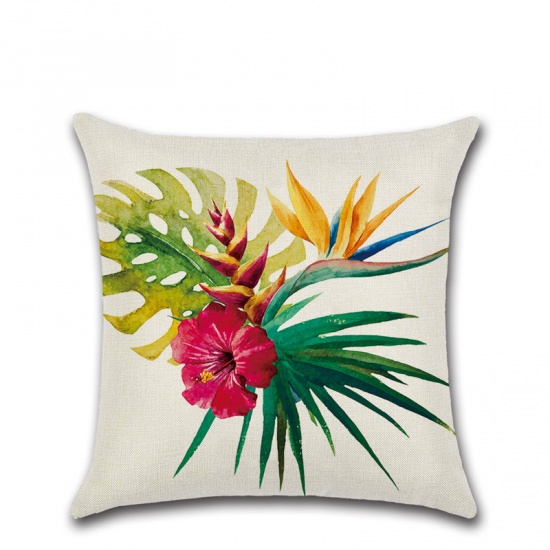 Picture of Multicolor - 1# Plant Flower Leaves Square Pillowcase Home Textile 45x45cm, 1 Piece