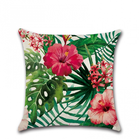 Picture of Multicolor - 3# Plant Flower Leaves Square Pillowcase Home Textile 45x45cm, 1 Piece