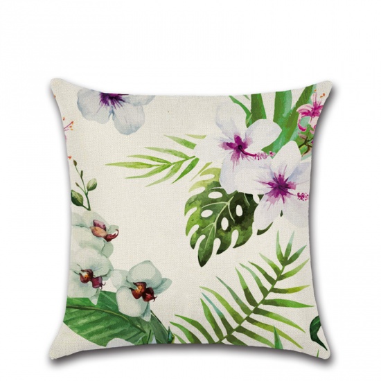 Picture of Multicolor - 8# Plant Flower Leaves Square Pillowcase Home Textile 45x45cm, 1 Piece
