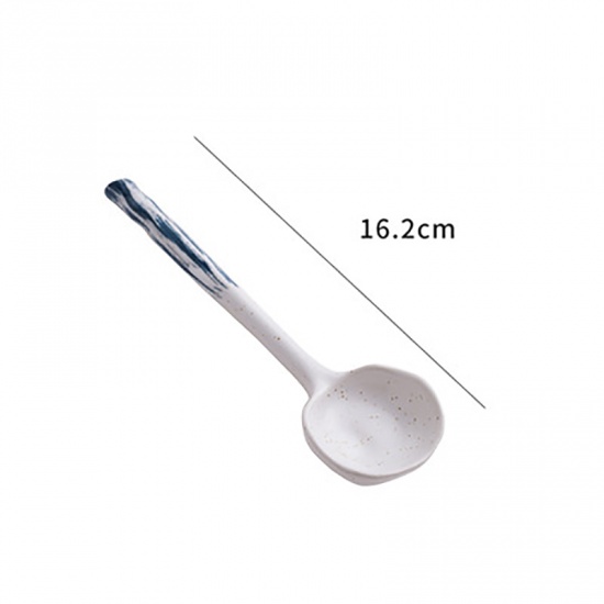 Immagine di White - Japanese Style Ceramic Spoon Tableware 16.2cm long, 1 Piece