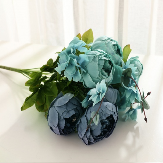 Picture of Blue - Faux Silk Simulation Flowers Ranunculus Peony Home Decoration 50cm long, 1 Bunch