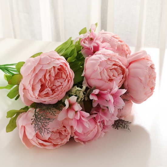 Picture of Pink - Faux Silk Simulation Flowers Ranunculus Peony Home Decoration 50cm long, 1 Bunch