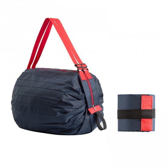 Picture of Navy Blue - Nylon Travel Foldable Portable Shopping Bag 40x40cm, 1 Piece