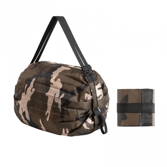 Bild von Kaffeebraun - Camouflage Nylon Reise Faltbare Tragbare Einkaufstasche 40x40cm, 1 Stück