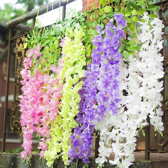 Picture of Pink - Faux Silk Simulation Flowers Violet Vine Home Decoration 115cm long, 1 Packet