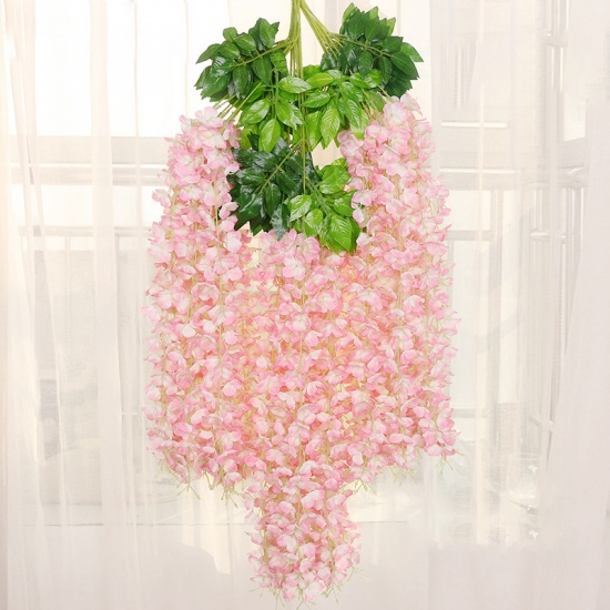 Picture of Light Pink - Faux Silk Simulation Flowers Violet Vine Home Decoration 115cm long, 1 Packet