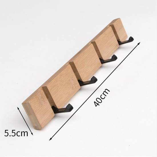Picture of Brown - Aluminum & Woo Wall-mounted Folding Invisible Clothes Hook 40x5.5x2cm, 1 Piece