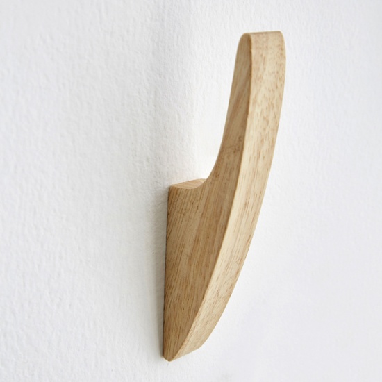 Bild von Hellbraun - Holz Kleiderhaken zur Wandmontage 14,5cm, 1 Stück