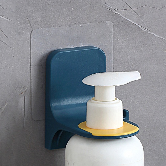 Immagine di Dark Blue - ABS Wall-mounted Self-adhesive Bathroom Rack For Hand Sanitizer Shampoo 8x7.5x7cm, 1 Piece