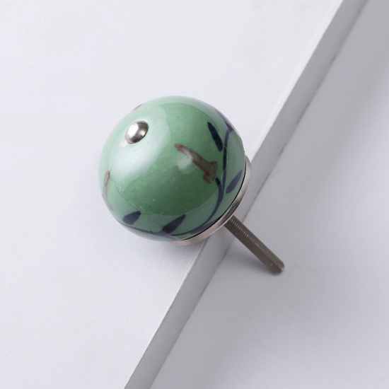 Изображение Green - 1# Ceramic Ball Handles Pulls Knobs For Drawer Cabinet Furniture Hardware 42x29mm, 1 Piece