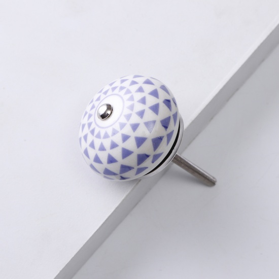 Immagine di Blue Violet - 4# Ceramic Ball Handles Pulls Knobs For Drawer Cabinet Furniture Hardware 42x29mm, 1 Piece
