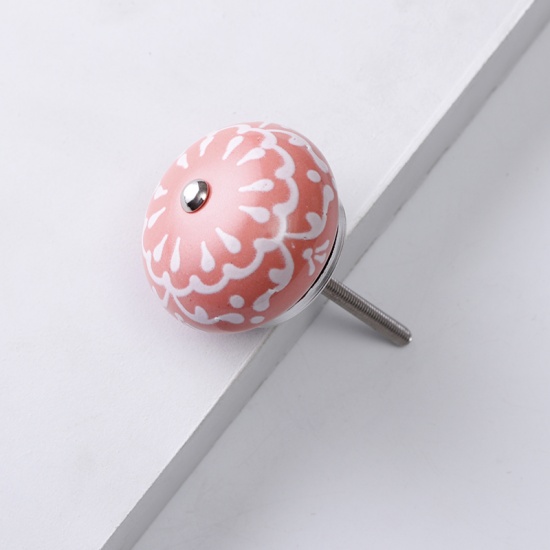 Изображение Pink - 7# Ceramic Ball Handles Pulls Knobs For Drawer Cabinet Furniture Hardware 42x29mm, 1 Piece