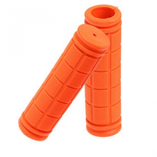 Immagine di Orange - Rubber Bicycle Handle Handlebar Grip Non-Slip Cycling Equipment Accessories 13cm long, 1 Pair