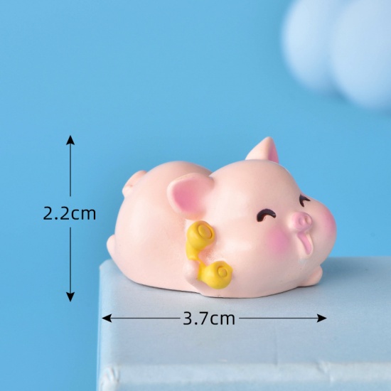 Picture of Light Pink - 3# Cute Pig Resin Micro Landscape Miniature Decoration 3.7x2.2cm, 1 Piece