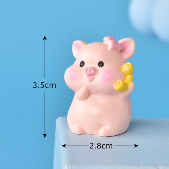 Picture of Light Pink - 4# Cute Pig Resin Micro Landscape Miniature Decoration 3.5x2.8cm, 1 Piece