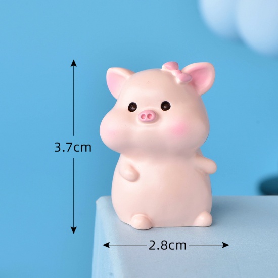 Picture of Light Pink - 7# Cute Pig Resin Micro Landscape Miniature Decoration 3.7x2.8cm, 1 Piece