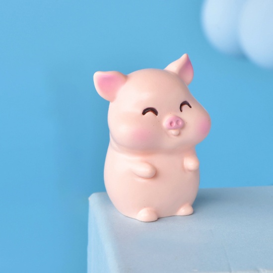 Picture of Light Pink - 9# Cute Pig Resin Micro Landscape Miniature Decoration 3.7x2.6cm, 1 Piece