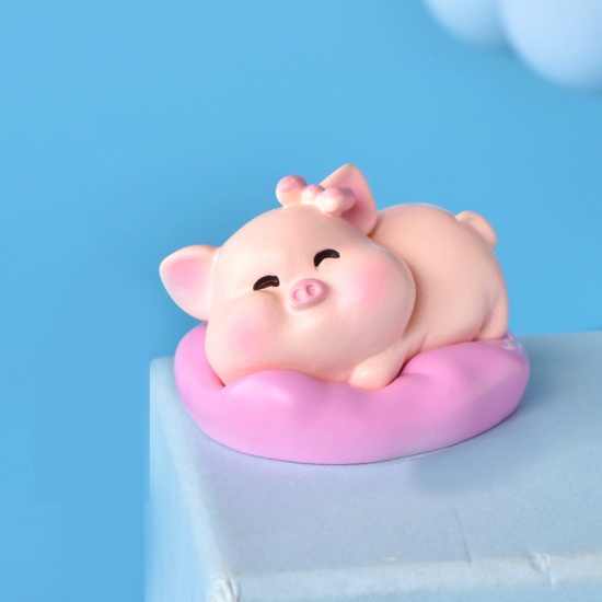 Picture of Light Pink - 11# Cute Pig Resin Micro Landscape Miniature Decoration 3.7x2.6cm, 1 Piece