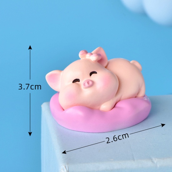 Picture of Light Pink - 11# Cute Pig Resin Micro Landscape Miniature Decoration 3.7x2.6cm, 1 Piece
