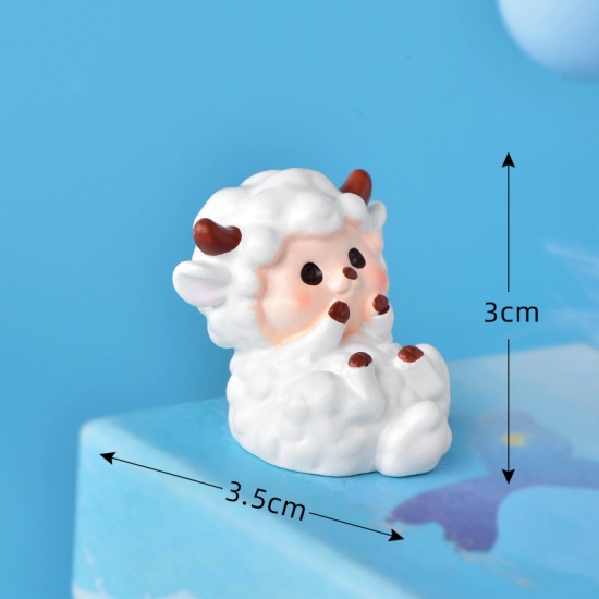 Picture of White - 4# Lovely Sheep Resin Micro Landscape Miniature Decoration 3.5x3cm, 1 Piece