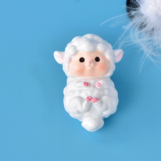 Picture of White - 5# Lovely Sheep Resin Micro Landscape Miniature Decoration 4.3x3cm, 1 Piece