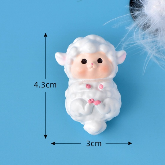 Picture of White - 5# Lovely Sheep Resin Micro Landscape Miniature Decoration 4.3x3cm, 1 Piece