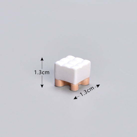 Picture of Khaki - 17# Stool Furniture Resin Micro Landscape Miniature Decoration 1.3x1.3cm, 1 Piece
