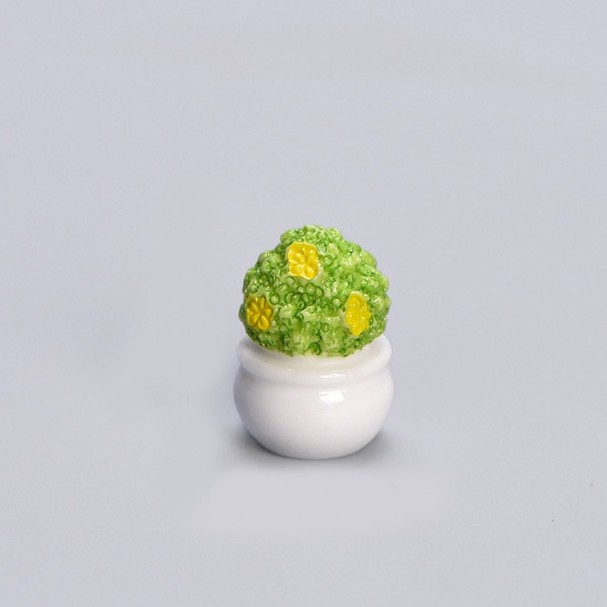 Picture of Green - Flower Pot Resin Micro Landscape Miniature Decoration 2.3x1.6cm, 1 Piece