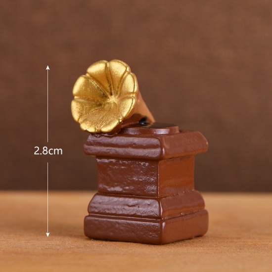 Picture of Brown - 2 Phonograph Retro Resin Micro Landscape Miniature Decoration 2.8cm long, 1 Piece