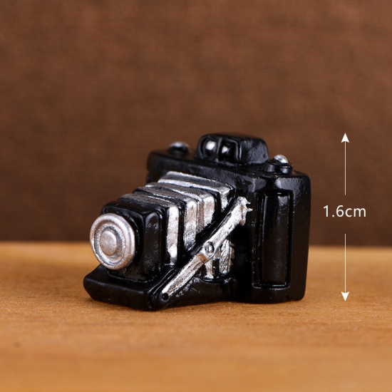 Picture of Black - 5 Cameras Retro Resin Micro Landscape Miniature Decoration 1.6cm long, 1 Piece