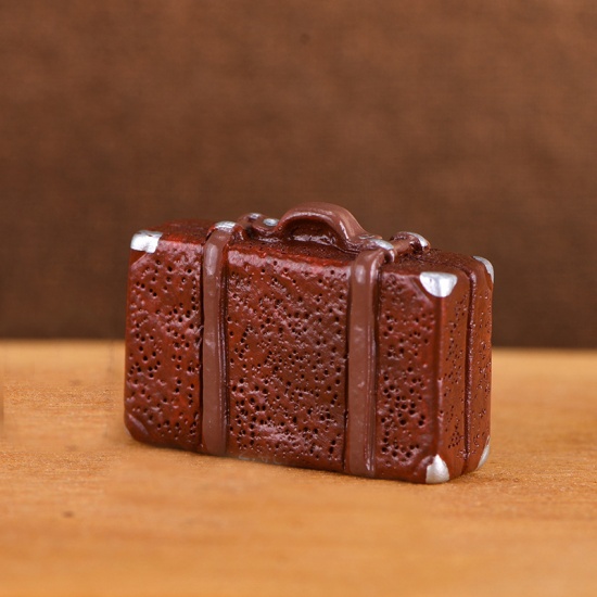 Picture of Brown - 9 Luggage Retro Resin Micro Landscape Miniature Decoration 2.4x1.7cm, 1 Piece