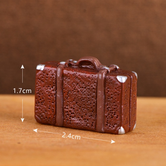 Picture of Brown - 9 Luggage Retro Resin Micro Landscape Miniature Decoration 2.4x1.7cm, 1 Piece