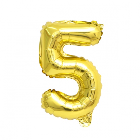 Immagine di Golden - Aluminium Foil Number " 5 " Balloon Birthday Party Decorations 40cm long, 1 Piece