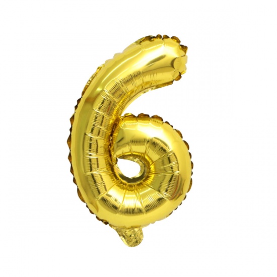 Immagine di Golden - Aluminium Foil Number " 6 " Balloon Birthday Party Decorations 40cm long, 1 Piece