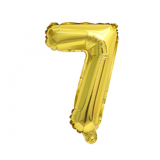 Picture of Golden - Aluminium Foil Number " 7 " Balloon Birthday Party Decorations 40cm long, 1 Piece