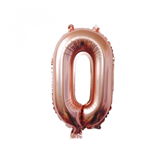 Immagine di Rose Gold - Aluminium Foil Number " 0 " Balloon Birthday Party Decorations 40cm long, 1 Piece