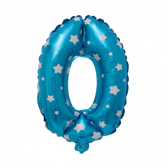 Immagine di Blue - Aluminium Foil Number " 0 " Balloon Birthday Party Decorations 40cm long, 1 Piece