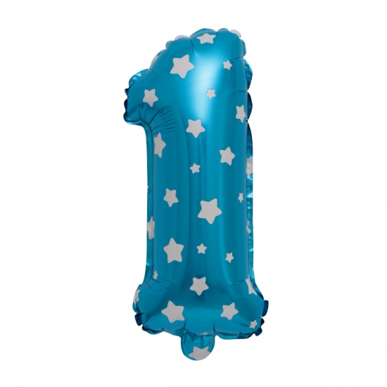 Immagine di Blue - Aluminium Foil Number " 1 " Balloon Birthday Party Decorations 40cm long, 1 Piece